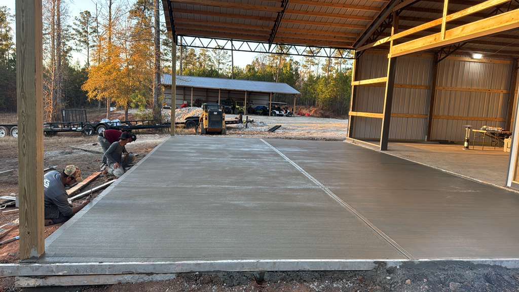 Broom-finished pavilion slab with clean edges